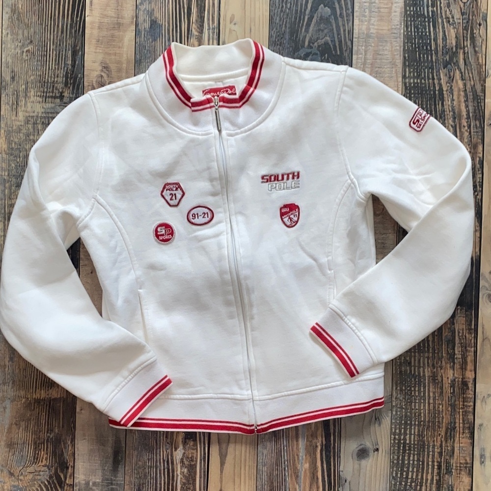 Vintage South Pole White Jacket with Red Details